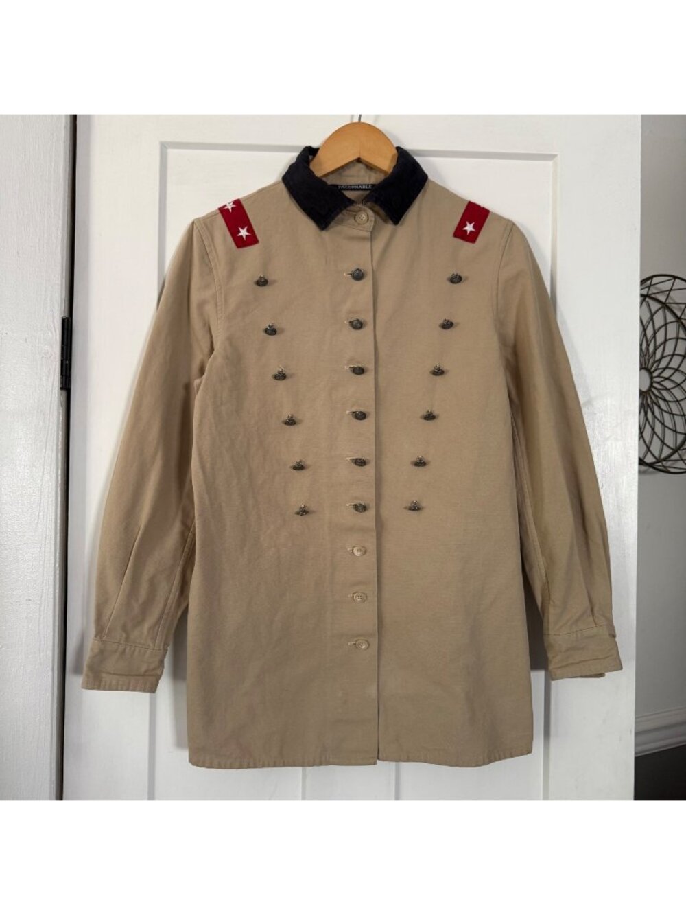 Faconnable Beige Military-Inspired Button-Up Jacket W/ Button Detailing Size S